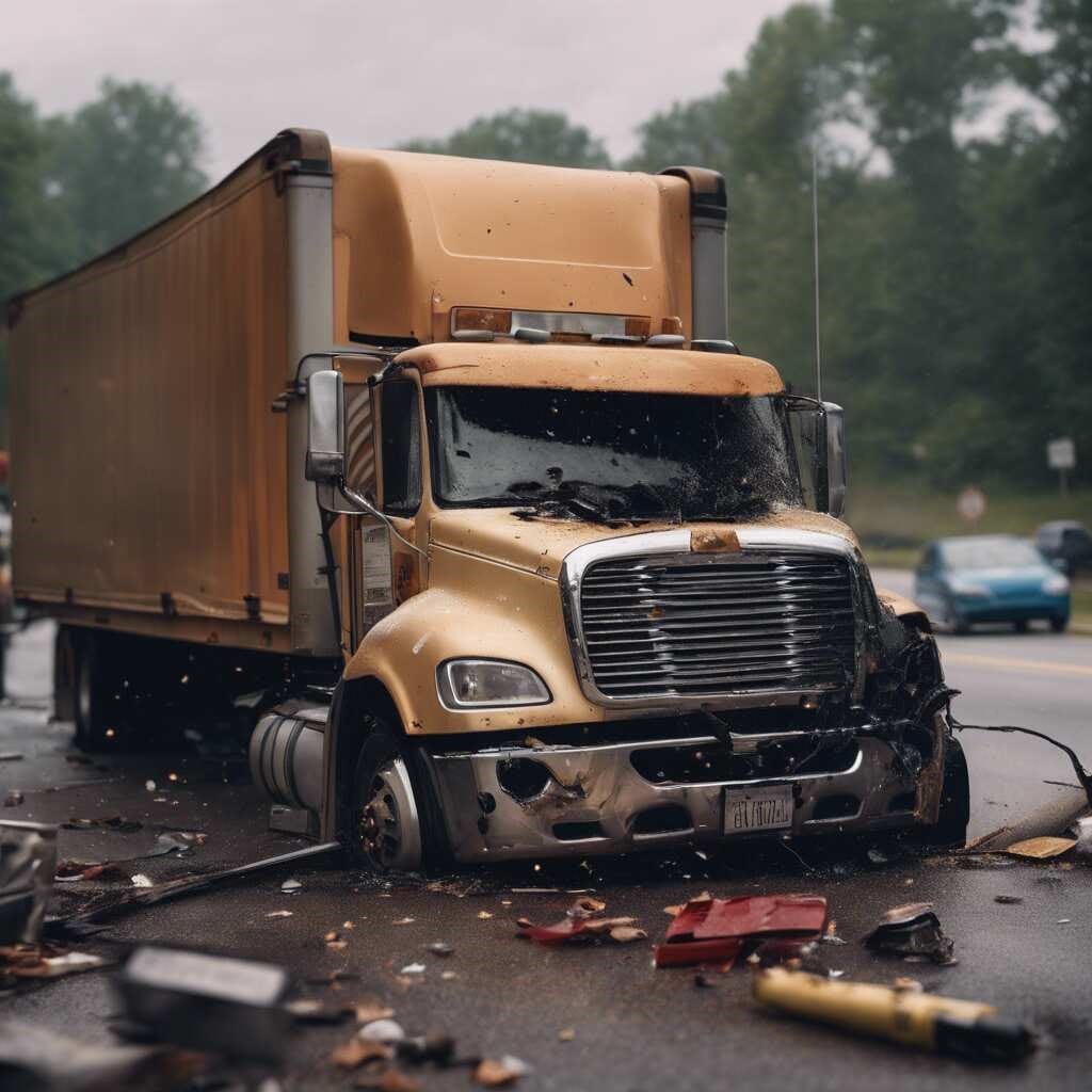 Truck Accident Scene In Atlanta Caused By Blown Tire